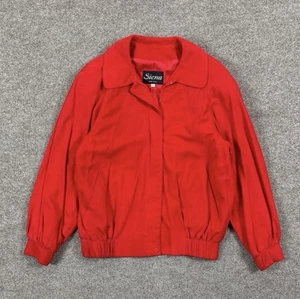 Vintage Siena Red Suede Collared Bomber Jacket Women’s Small Retro 80s Full Zip - Picture 1 of 16