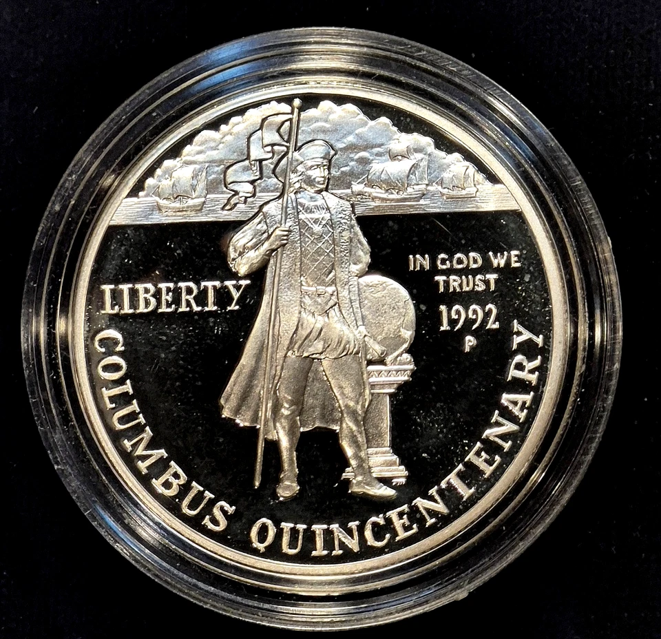 1992 Columbus Proof Commemorative 90% Silver Dollar US Coin $1 In A Capsule - Image 1 of 2