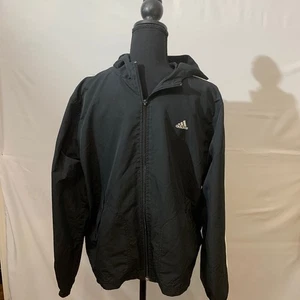 Kids Adidas jacket windbreaker size Large black and white - Picture 1 of 6