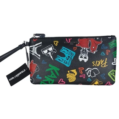 Bolso sin asas Karl Lagerfeld Paris graffiti negro muñeca nuevo con etiquetas Foto 1 de 4