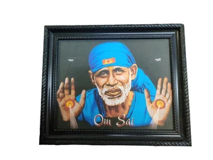 @ OM SAI Shirdi 2 Hand Baba Wand Holz Bilderrahmen für Wohndeko 24 x 29 cm F3 - Bild 1 von 5