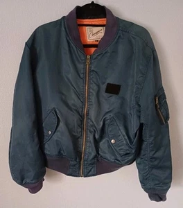 VINTAGE CHEVIGNON BLUE BOMBER JACKET MENS SIZE MEDIUM * READ DESCRIPTION * - Picture 1 of 24