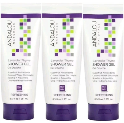 Andalou Naturals Refreshing Shower Gel Lavender Thyme 3 x 8.5 fl oz Sealed - Image 1 of 3