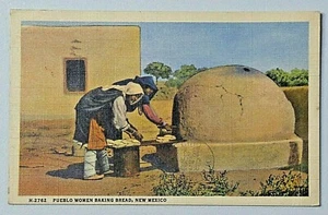 Pueblo Women Baking Bread New Mexico Vintage 1948 Linen Postcard 7999 - Picture 1 of 2