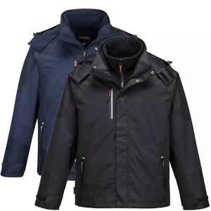 Portwest Radial 3-in-1 wasserdichte Herrenjacken Winter warm Kapuze gefüttert Mantel UK - Bild 1 von 10