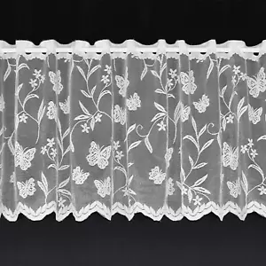 Meadow Trailing Butterfly Lace Cafe Net  Curtains White - Sold by the Metre - Picture 1 of 1