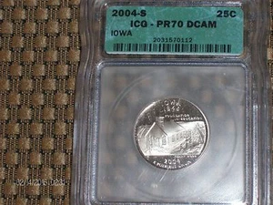2004 S CLAD QUARTER IOWA ICG PF 70 DEEP CAMEO "PERFECT" STATE QUARTER - Picture 1 of 2