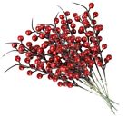 1X(20PCS Artificial Red Berries Flowers Fruits Stems Crafts Bouquet for Wedoo