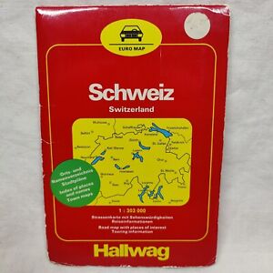 Rare 1982 Vtg Switzerland Road Map & Index of Places Travel Map Brochure