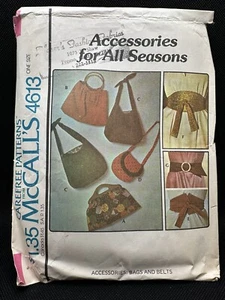 1976 McCalls Schnittmuster 4613 Damen Taschen & Gürtel 7 Designs Accessoires Schnitt - Bild 1 von 5