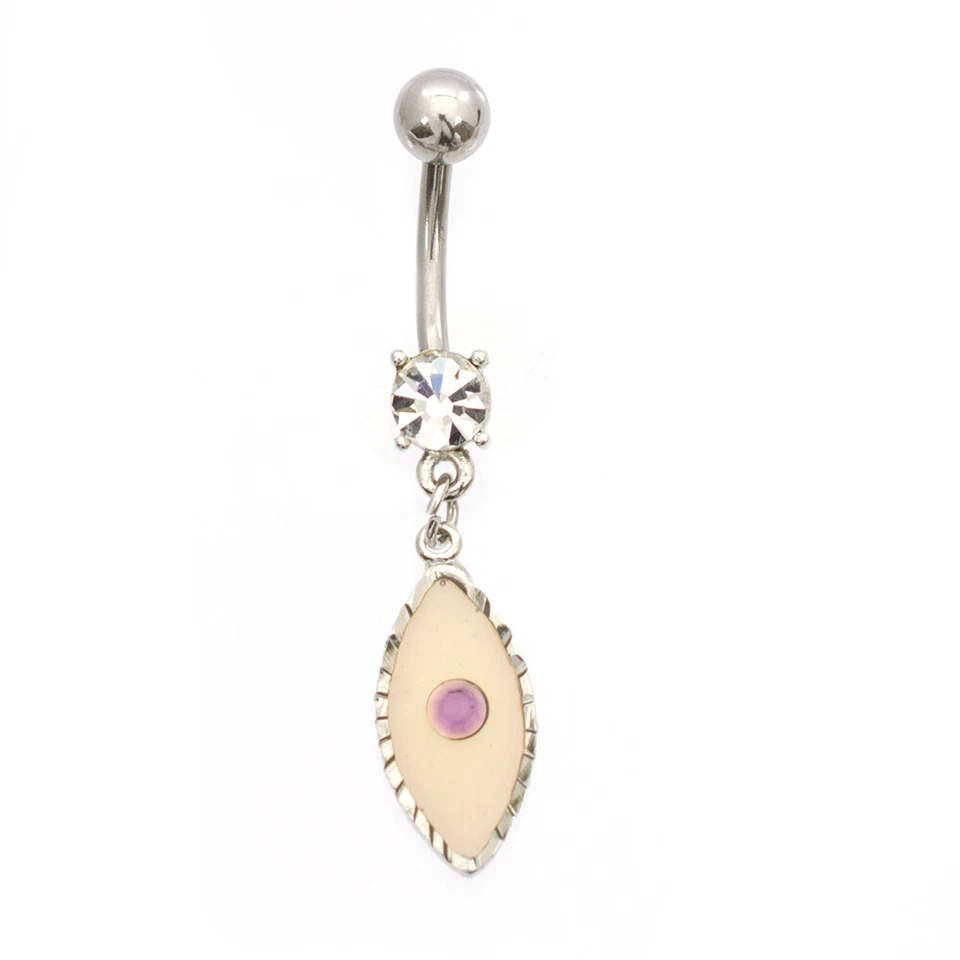 Belly Button Ring with Oval shape and Cubic Zirconia stone design 14g - Image 1 of 1