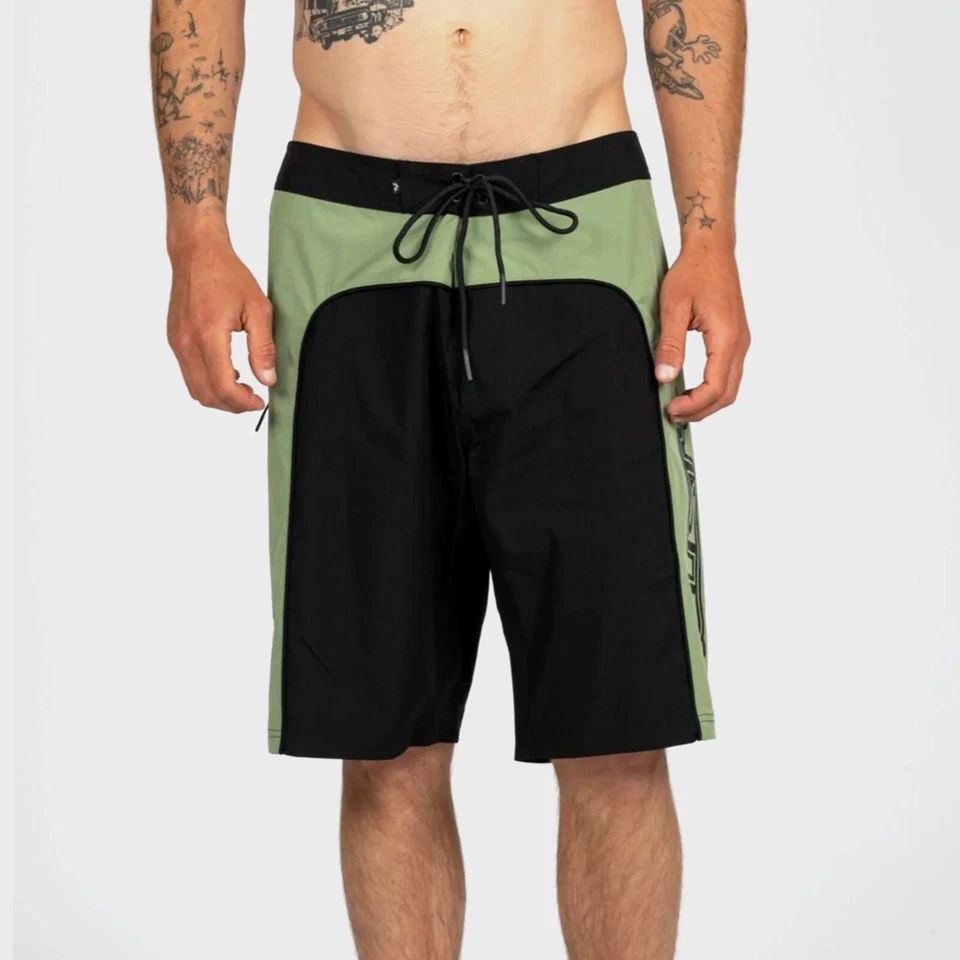 RUSTY - Mens Pied Piper Fixed Boardshorts - Black Fatigue - Beach/Summer Shorts - Image 1 of 1