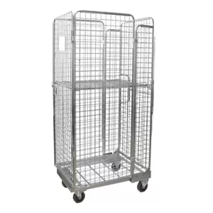 Contenedor rodante anidable 4 lados puerta piso galvanizado carro rodante carro de picking - Imagen 1 de 3