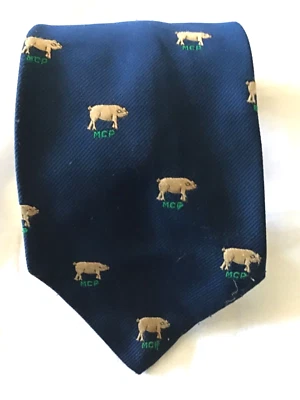 Bloomingdale’s AZUL MARINO 100% POLIÉSTER CERDOS Y CORBATA MCP Foto 1 de 4