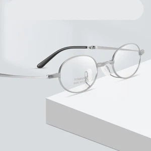 Elliptical Foldable Eyeglasses Frames Lightweight Metal Glasses Unisex - Picture 1 of 12