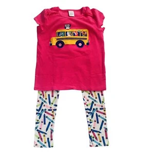 Gymboree Embroidered School Bus Top Future Artist Sweet Princess Leggings 6 - Picture 1 of 7