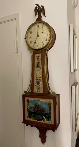 Rare Antique Waltham Weight Driven Presentation Banjo Wall Clock Cover