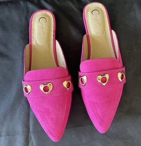 New Comfort Hot Pink Mule Shoes SZ 9 Med W Hearts - Picture 1 of 4