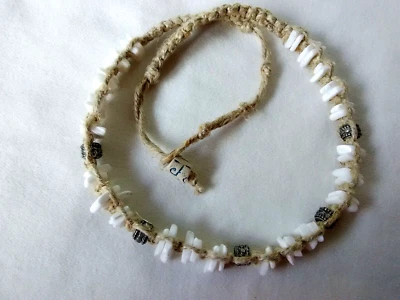 Colar Boho de Cânhamo Trançado Concha Étnico Tribal 17" Presente Vendedor dos EUA Novo - Imagem 1 de 4