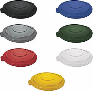 Rubbermaid Self-Draining Lid Commercial BRUTE Heavy-Duty Round & NO Trash Can