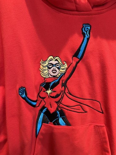 Felpa con cappuccio Coach X Marvel Carol Danvers 1557 rossa donna nuova con etichette taglia L regalo Natale