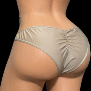 Victoria’s Secret mutandine molto sexy super morbide raso increspato schiena Itsy beige grandi - Foto 1 di 7