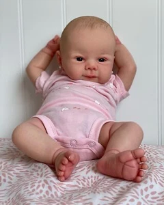 19 In Muñecas bebé renacido dormido real Paño Real Cuerpo Silicona Muñeca - Imagen 1 de 5