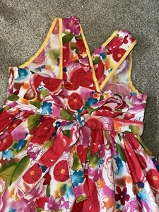 Vintage Beri Blue Dress Girls Size 7 Colorful Summer Floral Beach Cruise - Picture 1 of 7