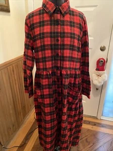 NWT Serengeti Catalog Flannel Nightgown Women’s M Red Plaid MSRP $45 - Picture 1 of 7