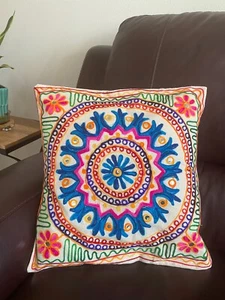 Pillow Cover Cushion Cover Embroidery Pillow 16 Inch Pillow Suzani Boho Pillow - Picture 1 of 6