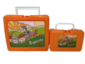Vintage Tropicana Orange Juice Plastic Lunchbox w/ Sandwich Box Advertising - Picture 1 of 5