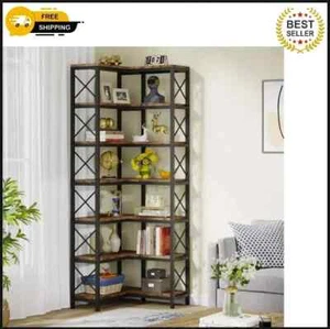 Tribesigns Tribesigns 7-Shelf Corner Bookshelf, Large Industrial Corner Bookcase - Picture 1 of 9