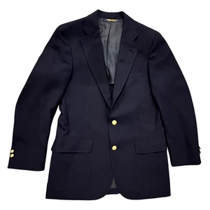 Brooks Brothers Brooksgate Navy Wool Blazer Gold Buttons 38R - Picture 1 of 13