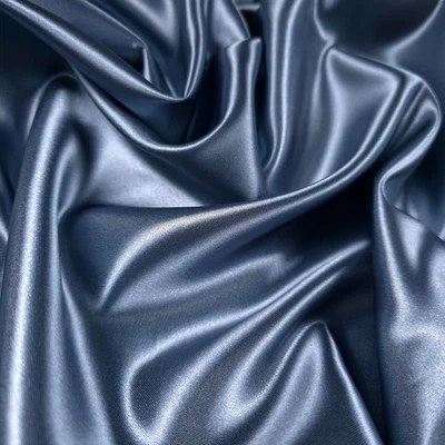 Heavy DENIM BLUIE Bridal Duchess Satin Fabric 58" By The Yard Glossy Poly Satin - Image 1 of 4