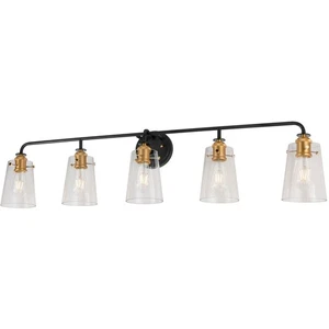 Forte Lighting 5118-05-62 Ronna Bathroom Vanity Light Black and Soft Gold - Picture 1 of 3