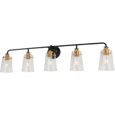 Forte Lighting 5118-05-62 Ronna Bathroom Vanity Light Black and Soft Gold - Image 1 of 3