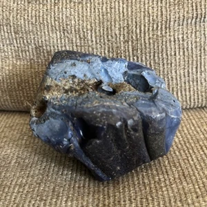 Blue Gray Swirl Art Glass Cullet Slag Glass Rough Cobalt Milky Bubble Impurity - Picture 1 of 12