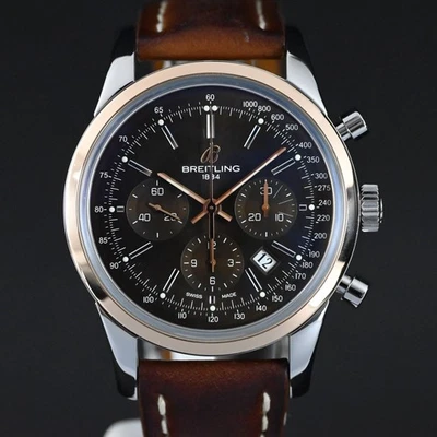 BREITLING UB0152 TRANSOCEAN CHRONO BROWN DIAL WATCH 43 MM (MINT & ORIGINAL) - image 1 of 4