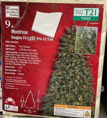 9ft Montrose Douglas Fir LED Pre-Lit Christmas Tree T21 - Image 1 of 3