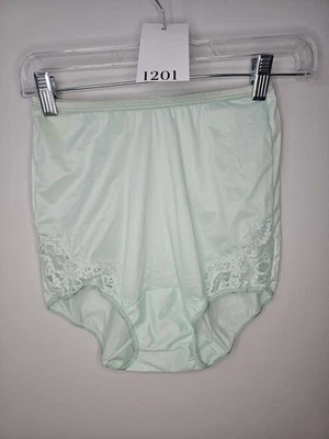 复古 Vanity Fair Tricot Pillowtab Aqua 内裤蕾丝细节尺寸 4 — 第 1/4 张图片