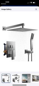 Rainfall Bathroom Shower System Rain Shower Head And Handle Set Wall Mount 12” - Picture 1 of 4