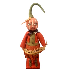 Joe Spencer Gathered Traditions Miss Octubre Muñeca Calabaza Antropomórfica LEER - Imagen 1 de 15