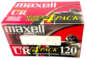 4 PACK MAXELL UR-120 NORMAL BIAS BLANK AUDIO CASSETTE TAPES ~ BRAND NEW SEALED - Picture 1 of 5