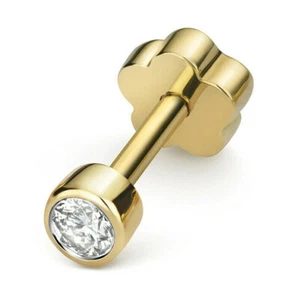 9CT HALLMARKED YELLOW GOLD 2.6MM G/H SI GENUINE DIAMOND SINGLE CARTILAGE EARRING - Picture 1 of 5