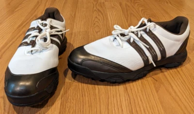 Men's ADIDAS Traxion adiWEAR EVG-791003 Golf Shoes Cleats White Brown -  10 - Image 1 of 4