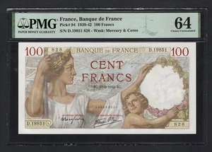 France 100 Francs 13-03-1941 P94 Uncirculated Grade 64 - Picture 1 of 2