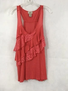 EYELASH COUTURE top donna senza maniche scollo a V racerback pizzo con volant taglia XL - Foto 1 di 8