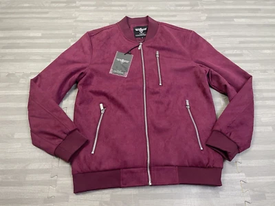 VIP Collection Jacket Faux Suede Mens Medium Full-Zip Long Sleeve Maroon $149 - Image 1 of 4