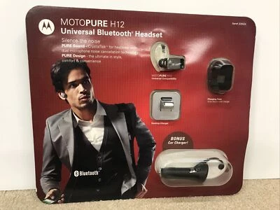 Motorola Motopure H12 Universal Bluetooth Headset crystalTalk & CAR CHARGER KIT - Image 1 of 4