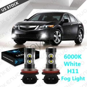 LED Headlight Kit H11 6000K White Fog Light COB Bulb for ACURA TSX 2004-2014 - Picture 1 of 12